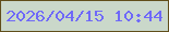 文字の大きさ：4、枠の色：614e1b、背景の色：cad8ca、文字の色：6f69f8 無料ブログパーツのブログ時計
