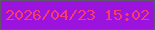 文字の大きさ：5、枠の色：61526d、背景の色：9a14dd、文字の色：f53c71 無料ブログパーツのブログ時計