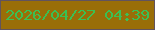 文字の大きさ：4、枠の色：61535e、背景の色：996e08、文字の色：3bc053 無料ブログパーツのブログ時計