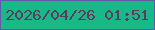 文字の大きさ：1、枠の色：6159a9、背景の色：19b888、文字の色：593d5a 無料ブログパーツのブログ時計