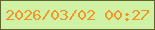 文字の大きさ：5、枠の色：616430、背景の色：d0f2a5、文字の色：f69525 無料ブログパーツのブログ時計
