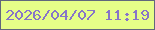 文字の大きさ：5、枠の色：61677c、背景の色：e6fe88、文字の色：8774c8 無料ブログパーツのブログ時計