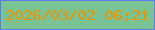 文字の大きさ：5、枠の色：6179f2、背景の色：79c395、文字の色：ee9502 無料ブログパーツのブログ時計