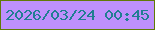 文字の大きさ：1、枠の色：617a06、背景の色：be90fc、文字の色：207e92 無料ブログパーツのブログ時計