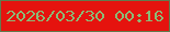 文字の大きさ：3、枠の色：617a4e、背景の色：e5130e、文字の色：8bba76 無料ブログパーツのブログ時計