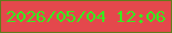 文字の大きさ：3、枠の色：617c1b、背景の色：e4484c、文字の色：38ea1e 無料ブログパーツのブログ時計
