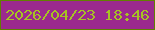 文字の大きさ：3、枠の色：618001、背景の色：9b298e、文字の色：a6c322 無料ブログパーツのブログ時計