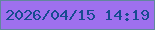 文字の大きさ：2、枠の色：61879d、背景の色：9e70ee、文字の色：164b90 無料ブログパーツのブログ時計