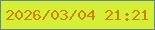 文字の大きさ：1、枠の色：61898b、背景の色：d5ef36、文字の色：ca840f 無料ブログパーツのブログ時計