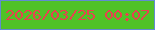 文字の大きさ：5、枠の色：618bd2、背景の色：50c227、文字の色：e8414f 無料ブログパーツのブログ時計
