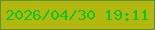文字の大きさ：2、枠の色：619139、背景の色：b4b70d、文字の色：0ac824 無料ブログパーツのブログ時計