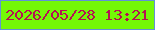 文字の大きさ：1、枠の色：6192d6、背景の色：74f806、文字の色：b51153 無料ブログパーツのブログ時計