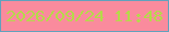 文字の大きさ：4、枠の色：61a2bd、背景の色：fa8b9d、文字の色：b5d94a 無料ブログパーツのブログ時計