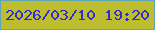 文字の大きさ：3、枠の色：61a6b8、背景の色：bcbe2f、文字の色：342cd3 無料ブログパーツのブログ時計