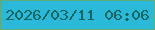 文字の大きさ：4、枠の色：61ab7a、背景の色：2ab9d8、文字の色：16665f 無料ブログパーツのブログ時計
