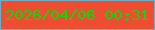 文字の大きさ：4、枠の色：61b3cd、背景の色：ee4d31、文字の色：0dd90f 無料ブログパーツのブログ時計