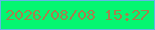 文字の大きさ：2、枠の色：61b7e7、背景の色：04f671、文字の色：a67f4d 無料ブログパーツのブログ時計