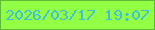 文字の大きさ：5、枠の色：61ba37、背景の色：92fe44、文字の色：3ec1db 無料ブログパーツのブログ時計