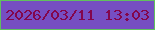 文字の大きさ：5、枠の色：61c05e、背景の色：764ec2、文字の色：83064c 無料ブログパーツのブログ時計