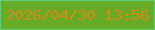 文字の大きさ：4、枠の色：61cc73、背景の色：67ac26、文字の色：db8718 無料ブログパーツのブログ時計