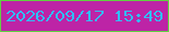 文字の大きさ：5、枠の色：61d142、背景の色：bd24a6、文字の色：32bdf5 無料ブログパーツのブログ時計