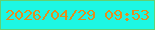 文字の大きさ：2、枠の色：61d173、背景の色：1df7e3、文字の色：e48e1e 無料ブログパーツのブログ時計