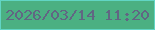 文字の大きさ：4、枠の色：61d5c4、背景の色：4bb082、文字の色：616683 無料ブログパーツのブログ時計