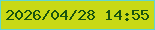 文字の大きさ：5、枠の色：61d7ce、背景の色：c8d916、文字の色：18530f 無料ブログパーツのブログ時計