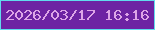 文字の大きさ：1、枠の色：61dbed、背景の色：6d23a3、文字の色：dda5e7 無料ブログパーツのブログ時計