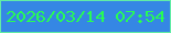 文字の大きさ：2、枠の色：61eca6、背景の色：3587e4、文字の色：28fb55 無料ブログパーツのブログ時計