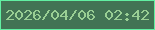 文字の大きさ：2、枠の色：61efa2、背景の色：427354、文字の色：99ce94 無料ブログパーツのブログ時計
