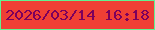 文字の大きさ：2、枠の色：61f290、背景の色：f03f35、文字の色：7c005d 無料ブログパーツのブログ時計