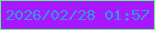 文字の大きさ：2、枠の色：61f67e、背景の色：a818ff、文字の色：2f9bdc 無料ブログパーツのブログ時計