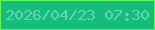 文字の大きさ：4、枠の色：61f84f、背景の色：14bd7c、文字の色：68d6ab 無料ブログパーツのブログ時計