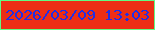 文字の大きさ：4、枠の色：61fa83、背景の色：ed2e15、文字の色：222ee4 無料ブログパーツのブログ時計