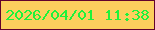 文字の大きさ：2、枠の色：62022c、背景の色：fccf5d、文字の色：1ff23b 無料ブログパーツのブログ時計