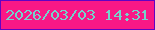 文字の大きさ：3、枠の色：6203c3、背景の色：f91886、文字の色：74d4cc 無料ブログパーツのブログ時計