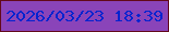 文字の大きさ：4、枠の色：62091a、背景の色：8a44b9、文字の色：0423cf 無料ブログパーツのブログ時計