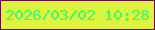 文字の大きさ：1、枠の色：621044、背景の色：dff33e、文字の色：37fd6a 無料ブログパーツのブログ時計