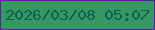 文字の大きさ：2、枠の色：6219a3、背景の色：359762、文字の色：105e51 無料ブログパーツのブログ時計