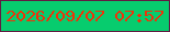 文字の大きさ：2、枠の色：621b42、背景の色：07cc6e、文字の色：f13108 無料ブログパーツのブログ時計