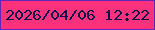 文字の大きさ：4、枠の色：6225b8、背景の色：fe317c、文字の色：0d134a 無料ブログパーツのブログ時計