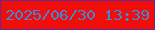 文字の大きさ：2、枠の色：622b8f、背景の色：f20d0b、文字の色：3c89dc 無料ブログパーツのブログ時計