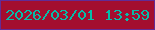 文字の大きさ：1、枠の色：622c96、背景の色：a30e2f、文字の色：05bda9 無料ブログパーツのブログ時計