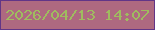 文字の大きさ：5、枠の色：623587、背景の色：ae6980、文字の色：9fbc5f 無料ブログパーツのブログ時計