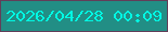 文字の大きさ：5、枠の色：623e59、背景の色：228e85、文字の色：01f9e3 無料ブログパーツのブログ時計