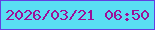 文字の大きさ：3、枠の色：6240e1、背景の色：59dff3、文字の色：9d1098 無料ブログパーツのブログ時計