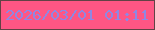 文字の大きさ：4、枠の色：624245、背景の色：fe5684、文字の色：8f87e3 無料ブログパーツのブログ時計