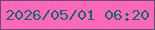 文字の大きさ：2、枠の色：624b79、背景の色：ff67b8、文字の色：0b6b7a 無料ブログパーツのブログ時計