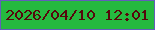 文字の大きさ：2、枠の色：625eba、背景の色：25b93f、文字の色：56070c 無料ブログパーツのブログ時計